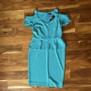 Nicole Miller Peplum Tile Blue Dress NWT size XL